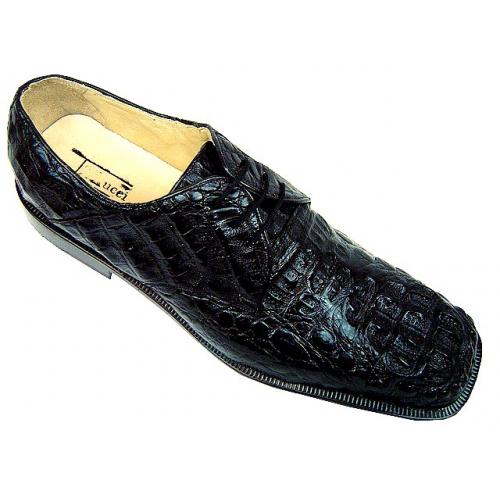 Tucci by Romano "King" Black All-Over HornBack Crocodile Shoes